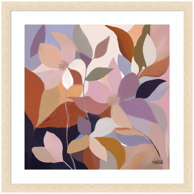 Kate and Laurel Framed Art Azure leaves by Inkheart Designs - 26x26 - Natural