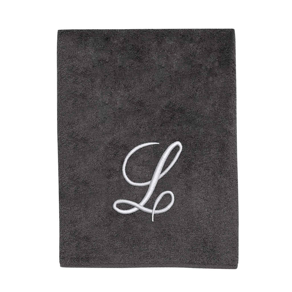 Avanti Granite with Silver Script Monogram Bath Towel Letter L - Bath Towel