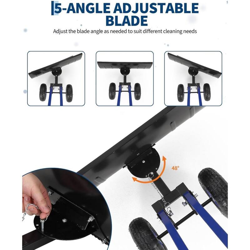 29.13x14 in Heavy Duty Rolling Snow Pusher Shovel for Driveway, Doorway, Sidewalk