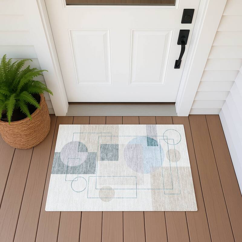 Machine Washable Indoor/ Outdoor Modern Filly Chantille Rug - Ivory - 1'8" x 2'6"