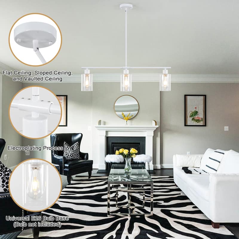 Modern Linear Ceiling Hanging Light 3-Lights Industrial Pendant Light with Adjustable Height for Living Room, Foyer - N/A
