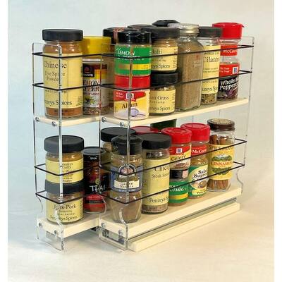 Narrow Kitchen Cabinet Spice Rack with 2 Drawers & 2 Tiers - 20 Spice ...