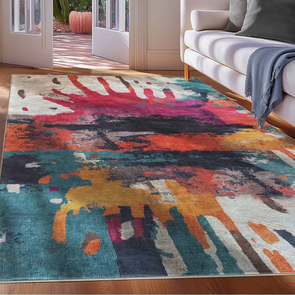 Well Woven Apollo Abstract Chromatic Splash Modern Abstract Area Rug