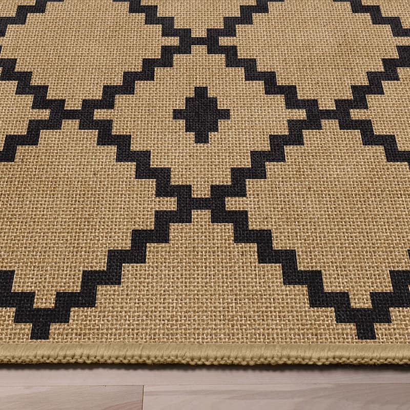 Well Woven Jute Akita Moroccan Lattice Flat-Weave Area Rug