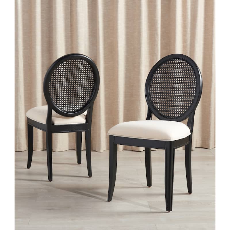 SAFAVIEH Couture Matthildi Rattan Back Dining Chair (Set of 2) - 19 In W x 22.5 In D x 38.5 In H - 19Wx23Dx39H