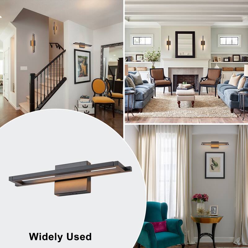 Modern Matte Black Linear Rectangular LED Wall Sconces Dimmable