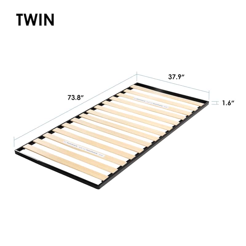 1.6 Inch Metal Bunkie Board with Wood Slats by Crown Comfort