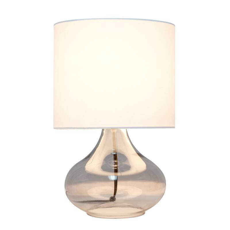 Glass Table Lamp with Drum Shade - 13.75" - Smokey Gray and White