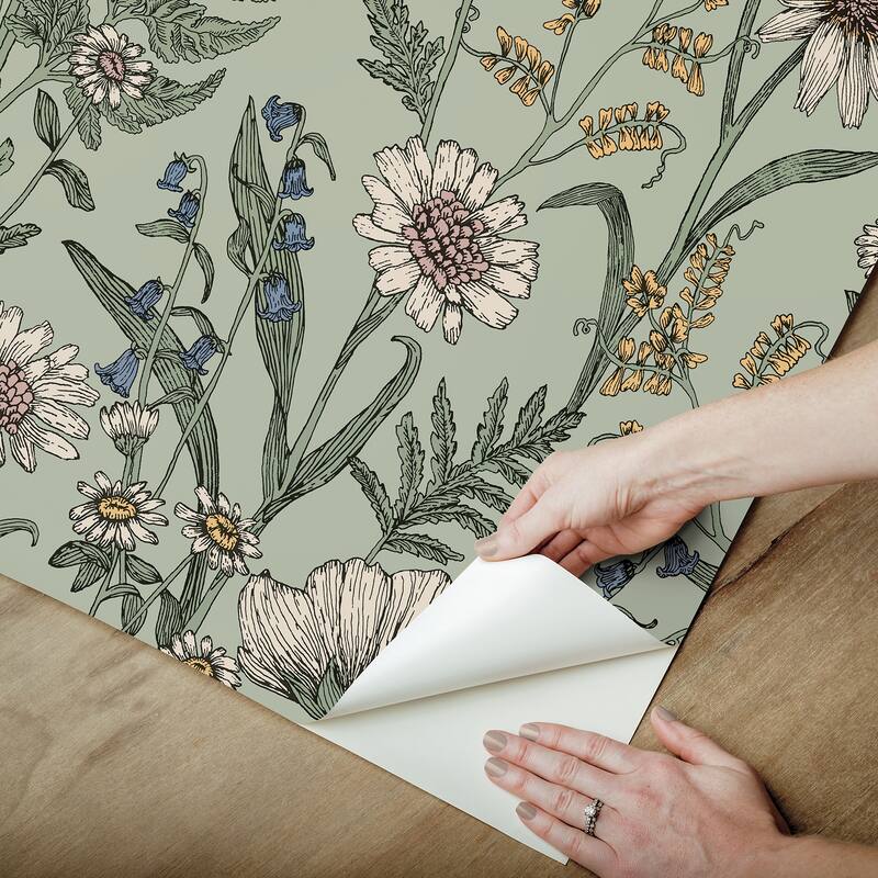 Spring Meadow Green Peel and Stick Wallpaper