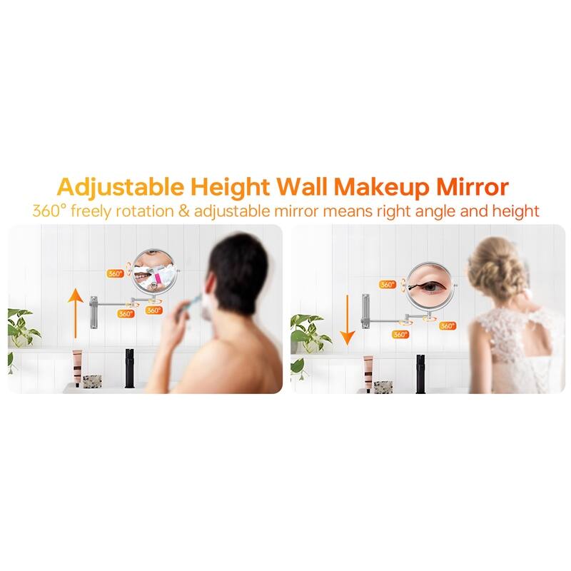 Height Adjustable 8 Inch 1x/10x Magnifying Double Sided Vanity Mirror