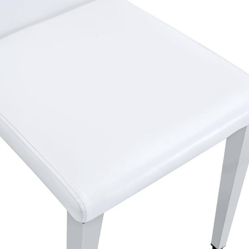 Set Of 4 Pu Leather Backrest Chairs With Metal Legs