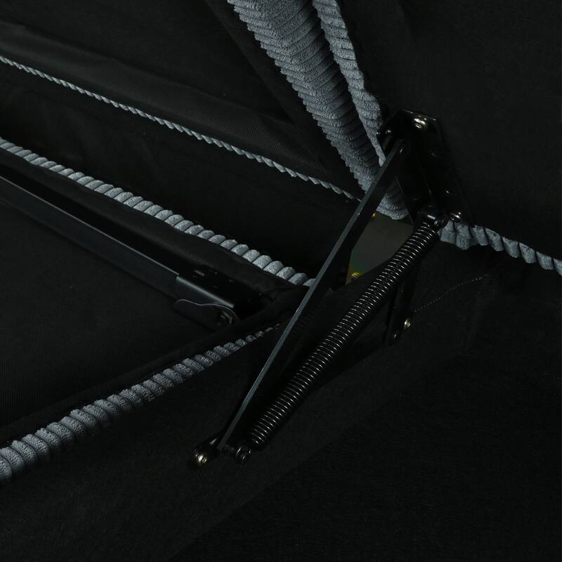 Reversible L-Shaped Sectional Sofa with Storage Chaise, USB Ports, Arm Cup Holder, Modern Corduroy Sleeper Couch for Living Room