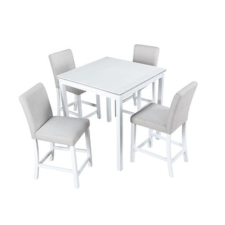 5-Piece, Modern Counter Height Table Set with Crystal Decoration Square ...