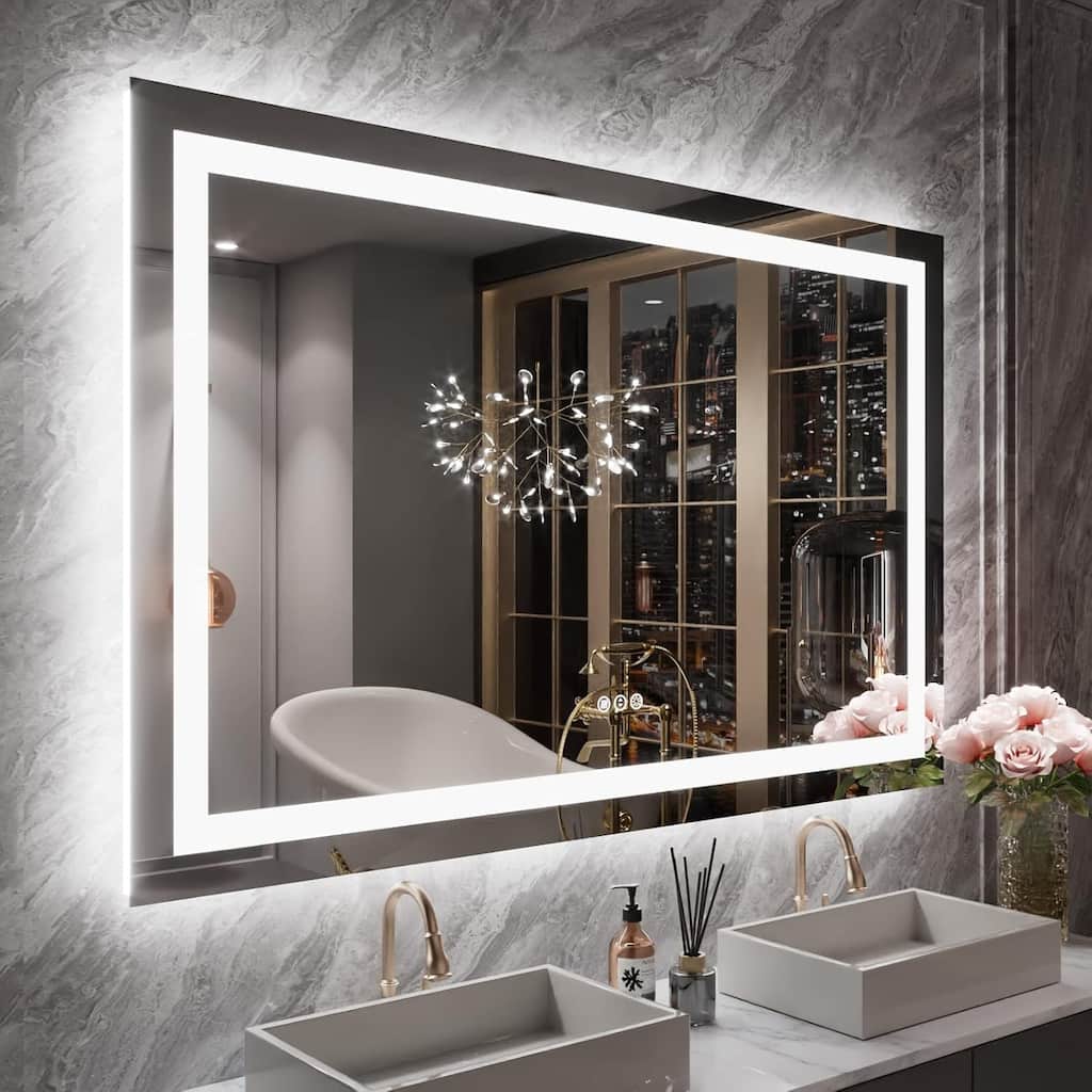 55x36 Inch Frameless LED Bathroom Mirror,Smart Mirror