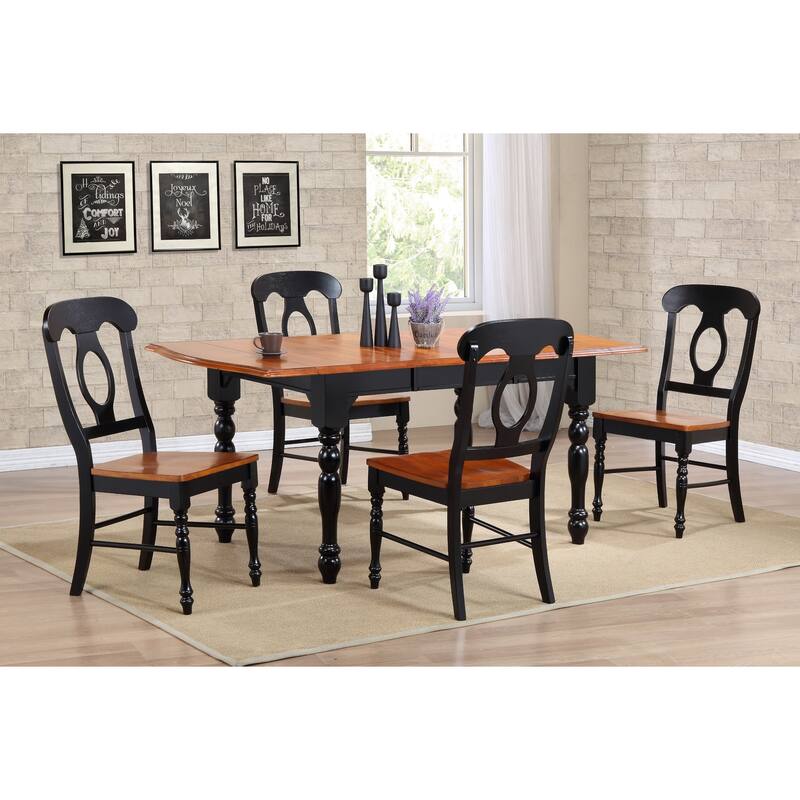 Extendable Dining Table Set - 5 Piece 72" Rectangular Table with 4 Chairs - Seats 8