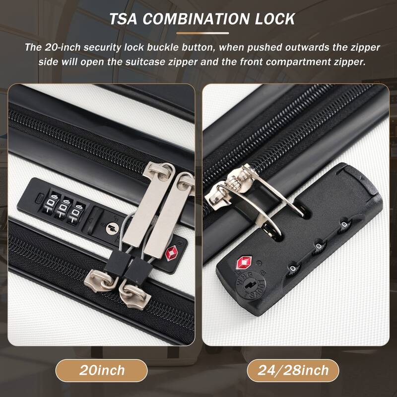 Hardside Luggage Set 5 Piece with Bags, 20IN Half-opening Carry on Luggage with USB Port, 24IN 28IN Luggage with Double Wheels