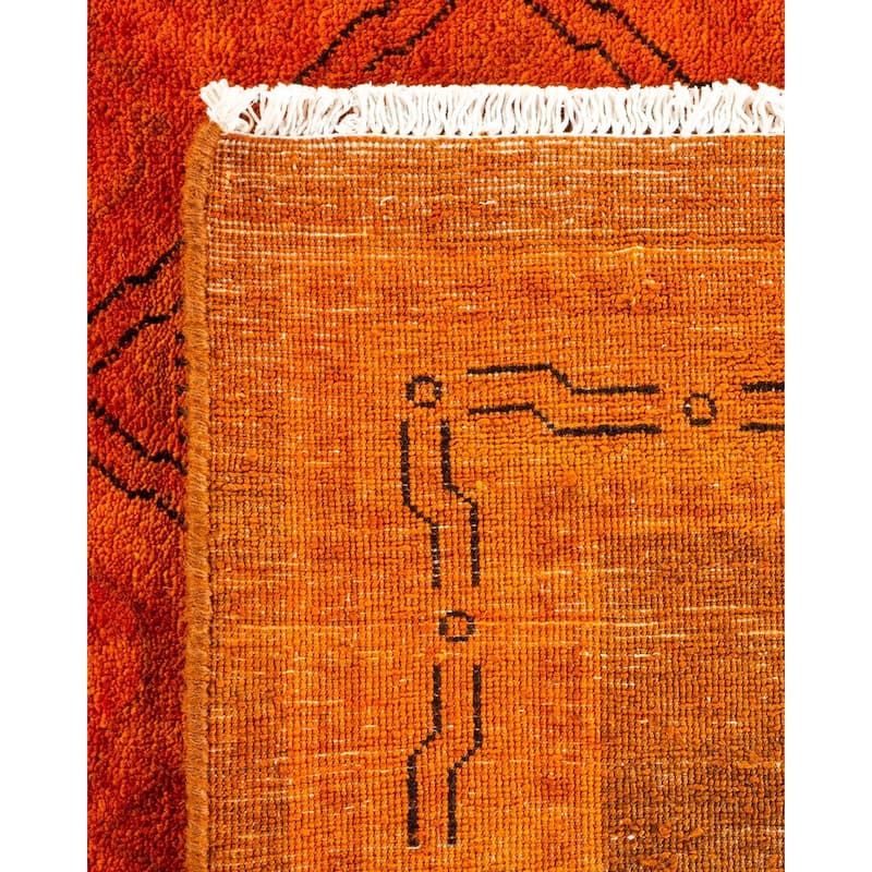 Overton Hand Knotted Wool Vintage Inspired Modern Contemporary Overdyed Orange Area Rug - 8' 1" x 10' 1"