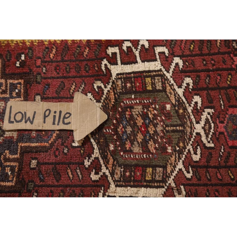 Red Gharajeh Persian Vintage Runner Rug Handmade Wool Carpet - 1'11"x 4'11"