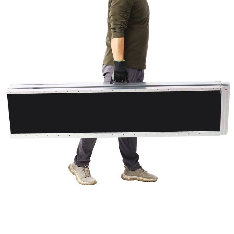 wheel chair ramp 10ft, aluminium threhold ramp,Portable and Foldable, 600 Pound Capacity, Non-Skid Surface, Two Separate Pieces