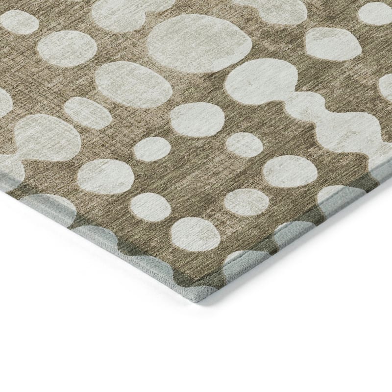 Machine Washable Indoor/ Outdoor Chantille Dots Abstract Rug
