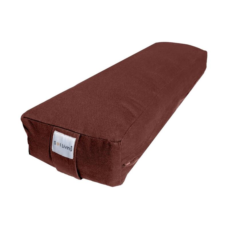 Sol Living Rectangular Yoga Bolster Meditation Cushion - Cotton - 26" x 8" x 5" - Brown