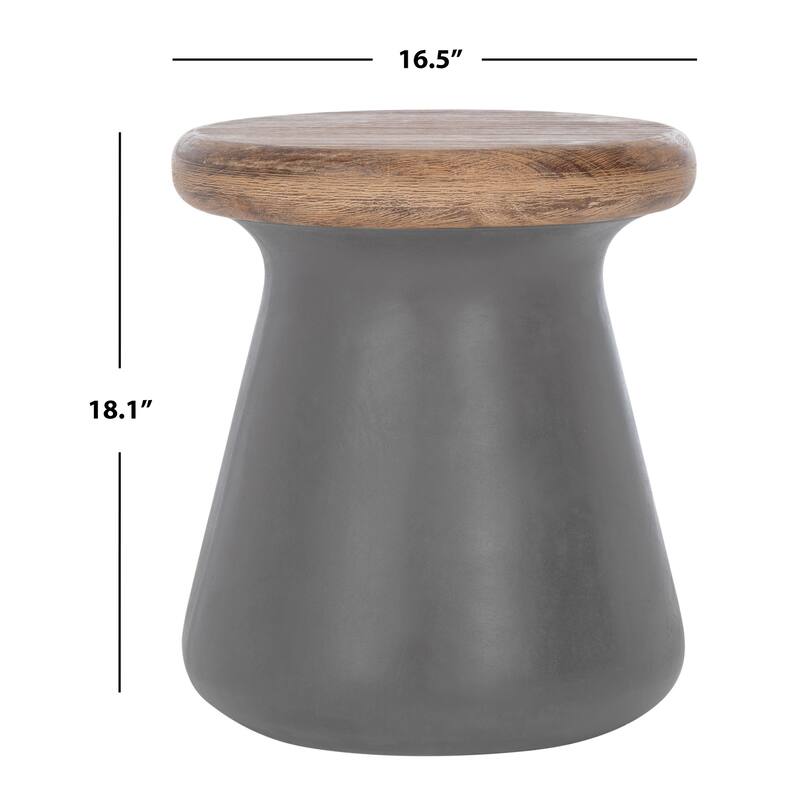 SAFAVIEH Button Concrete Indoor/ Outdoor Accent Table (Dark Grey) - 16.5" x 16.5" x 18.1"