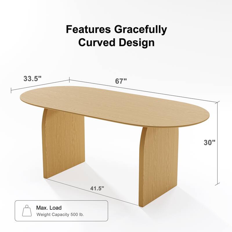 Solid Wood Dining Table with Arched Legs Oval Kitchen Table for Dining Room