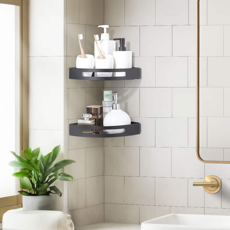 WOWOW Two Piece Stainless Steel Modern Wall Mounted Storage Basket - N/A
