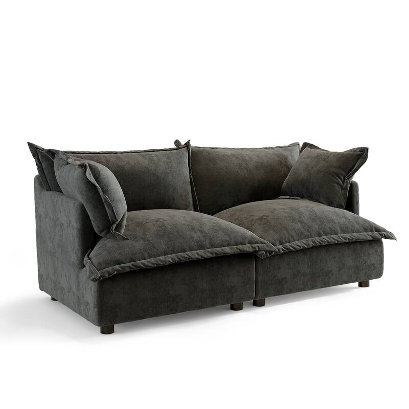 80"W Upholstered Chenille Comfy Cloud Couch Modular Sectional Sofa