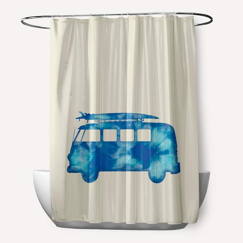 Beach Drive Geometric Print Shower Curtain - Blue