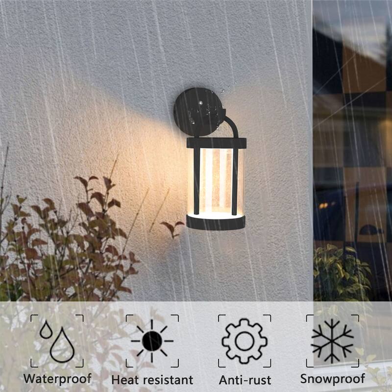 Dusk to Dawn Sensor Outdoor Wall Lights; Aluminum Exterior; Fixture Wall Sconce