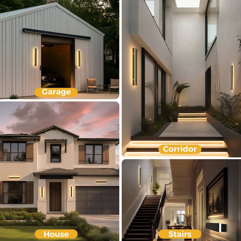 YANSUN Outdoor Long Strip Wall Lamp 19W LED Integrated, IP65 Waterproof - 23.6 inchs