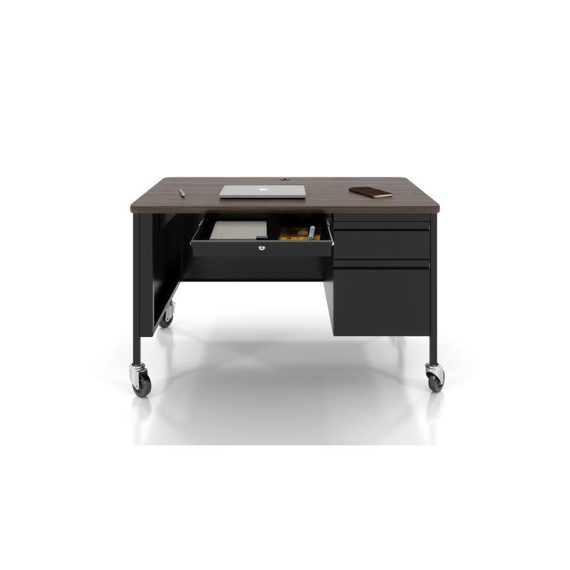Hirsh Mobile Teacher's Desk 30" x 48" Right Hand Pedestal