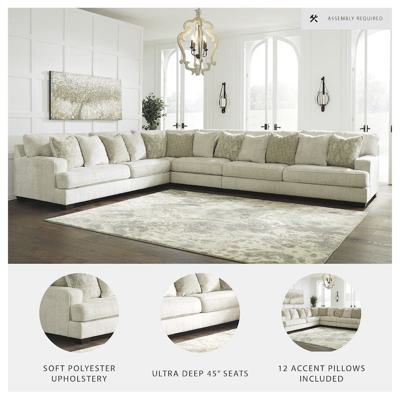 Signature Design by Ashley Rawcliffe Ivory and Peach 4-Piece Sectional Sofa