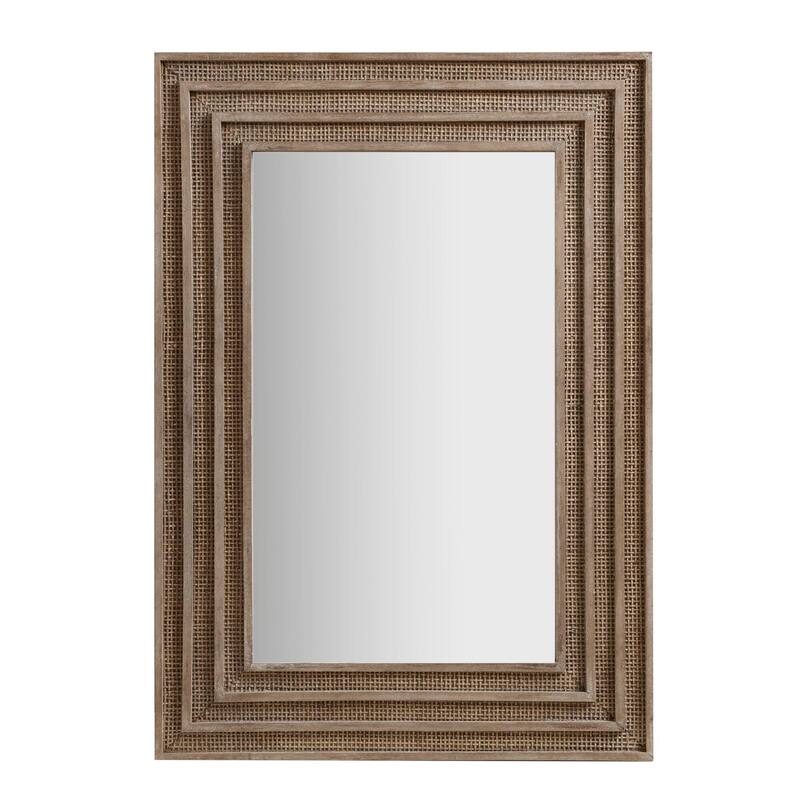 Martha Stewart Naomi Rectangular Wood and Rattan Mirror