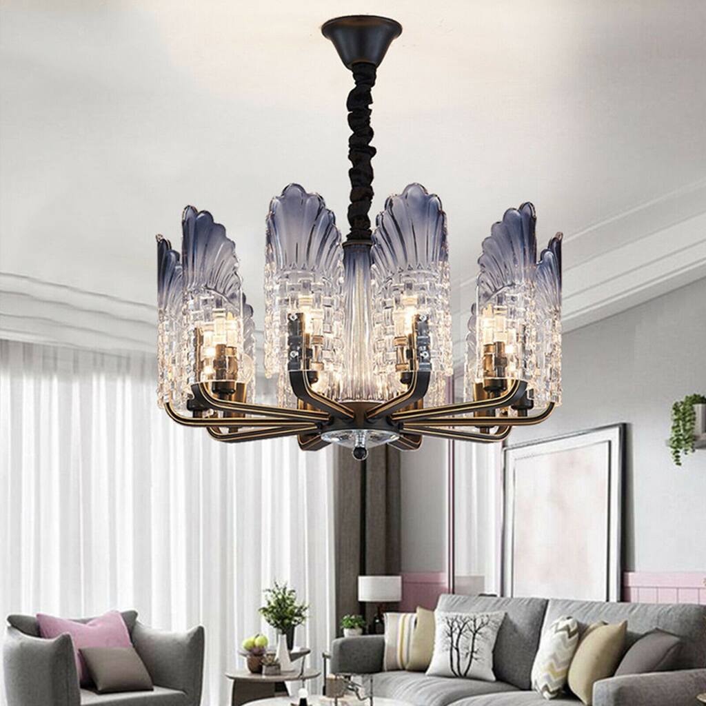 10-Lights Modern Chandelier with Glass Lampshade - Overstock - 36058962