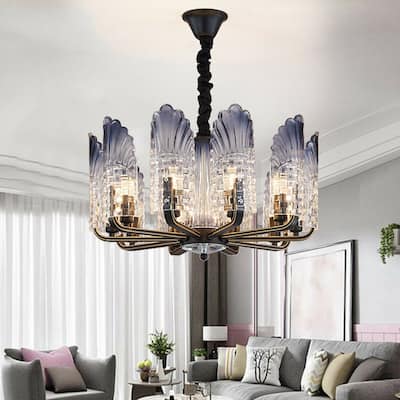 10-Lights Modern Chandelier with Glass Lampshade
