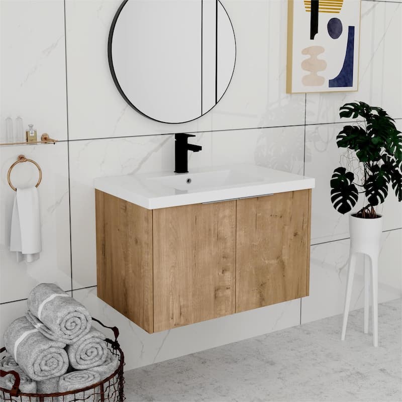 Bathroom Vanity With Sink In 24/30/36 Inch, Floating Bathroom Vanity With Soft Close Door