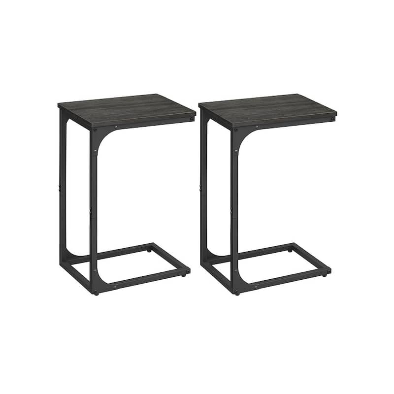 Steel Particleboard C Shaped Side Tables Set of 2 Slim Design for Small Spaces - 15.7" x 11.8" x 24.4"