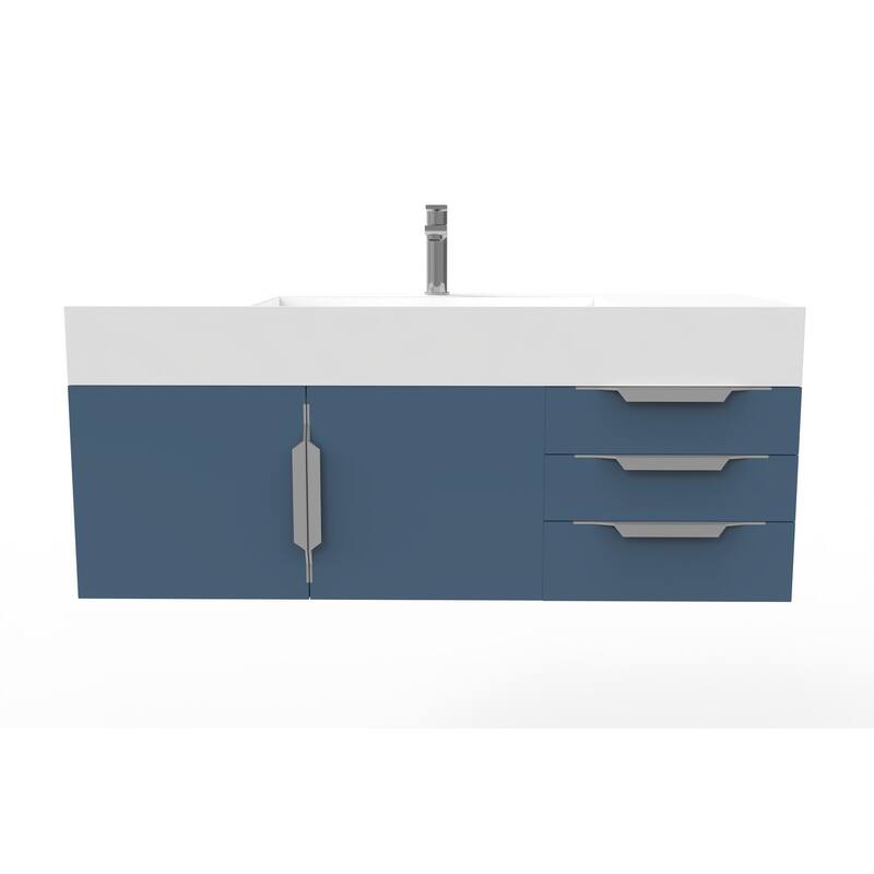 Amazon 48" Wall Mounted Bathroom Vanity Set with White Solid Surface Top