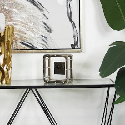 Silver Aluminum Dimensional Open Frame Geometric Clock