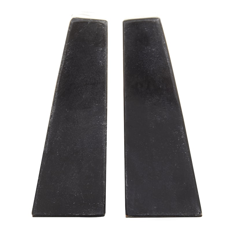 Marble Geometric Block 6 lbs Decorative Bookends with Gold Inlay - Set of 2 White or Black - CosmoLiving by Cosmopolitan