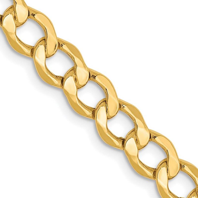 Curata 10k Semi Solid Lobster Claw Closure 5.25mm Semi solid Curb Link Chain Bracelet