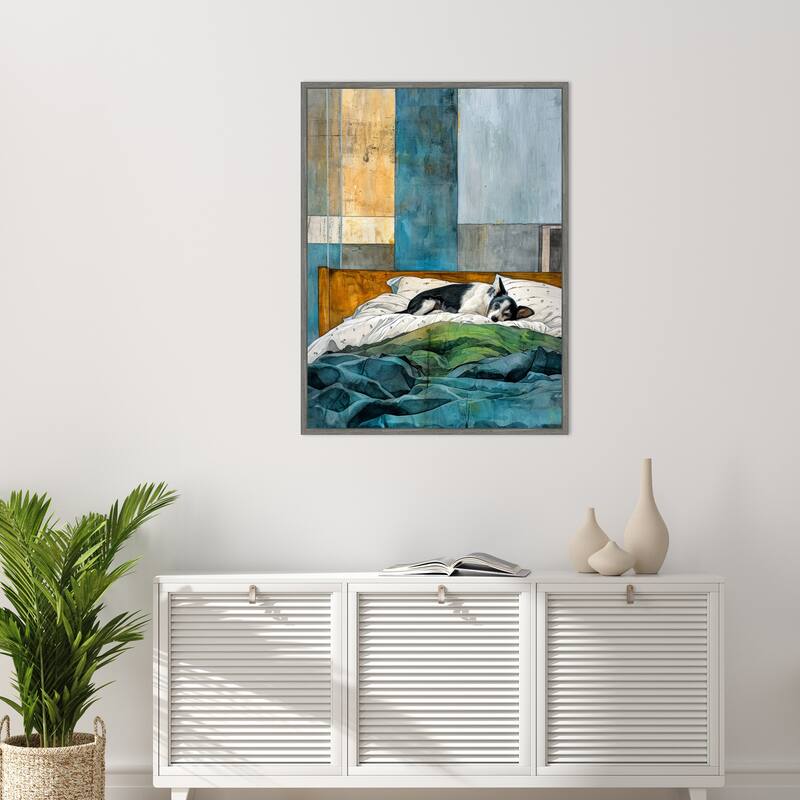 Dogs Life Pillows by Justyna Jaszke Framed Canvas Wall Art