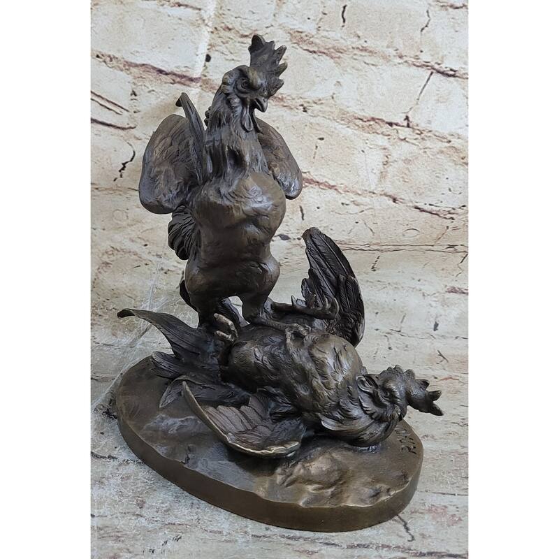 Two Roosters Bronze Figurine Art Deco Vienna Sculpture Farm Animal Art Deco