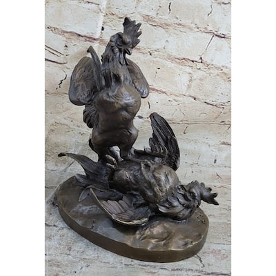 Two Roosters Bronze Figurine Art Deco Vienna Sculpture Farm Animal Art Deco