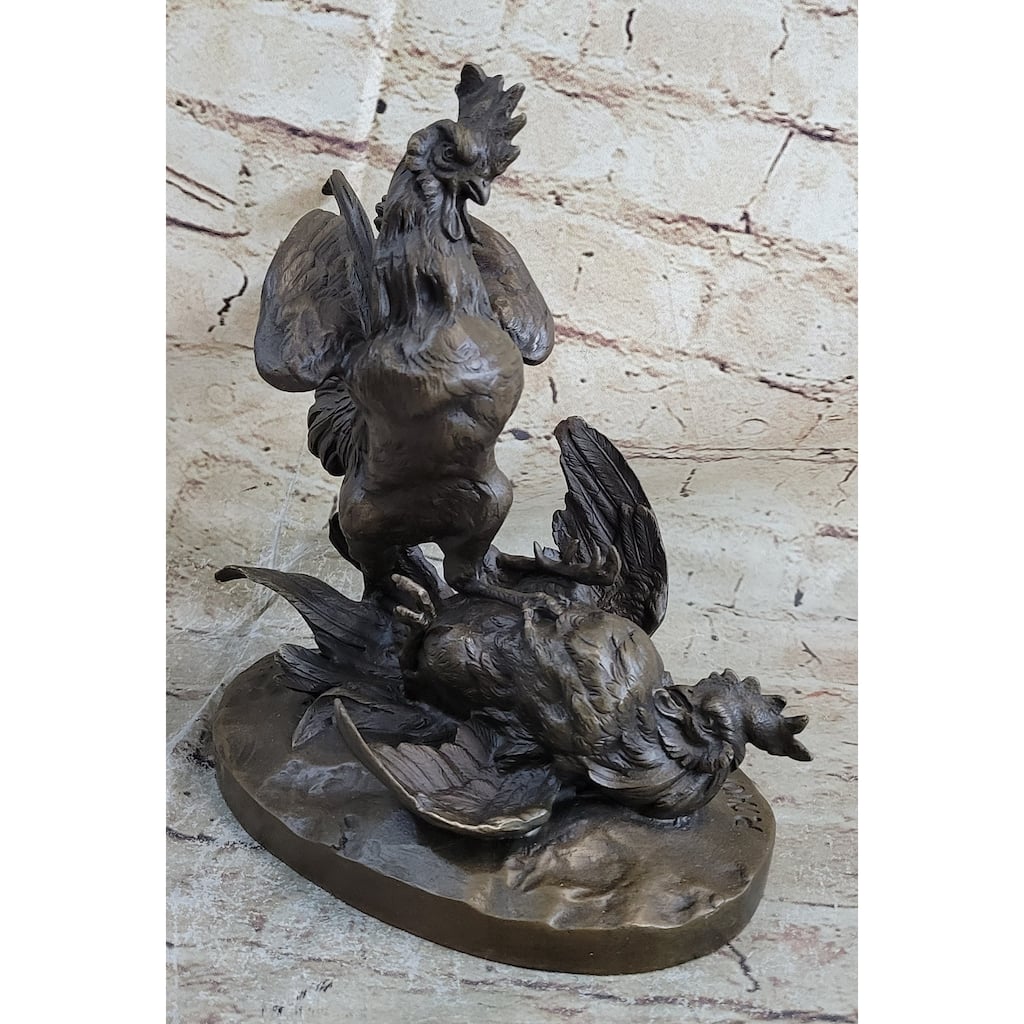 Two Roosters Bronze Figurine Art Deco Vienna Sculpture Farm Animal Art Deco