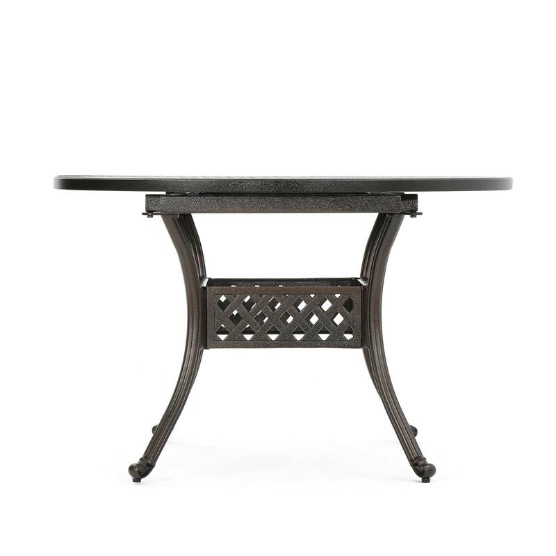Outdoor Expandable Aluminum Dining Table for 4-6 People,Hammered Bronze Finish for Dining Room,Kitchen