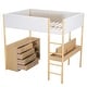 preview thumbnail 75 of 84, Modern Teddy Fleece Loft Bed with Storage Shelf, Drawers & Desk, Multi-Functional Wood Loft Bed Frame w/Soft Padding