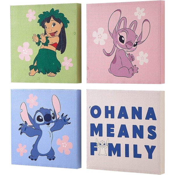 slide 2 of 6, Disney Lilo and Stitch Angel 4 Pack Canvas Wall Art